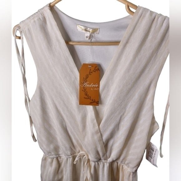 Andree by unit jumpsuit NWT cream and white striped Med - Picture 6 of 15